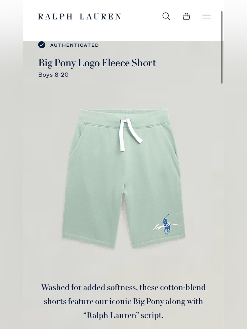 Ralph Lauren Kid's Pony Fleece Shorts — Light Green